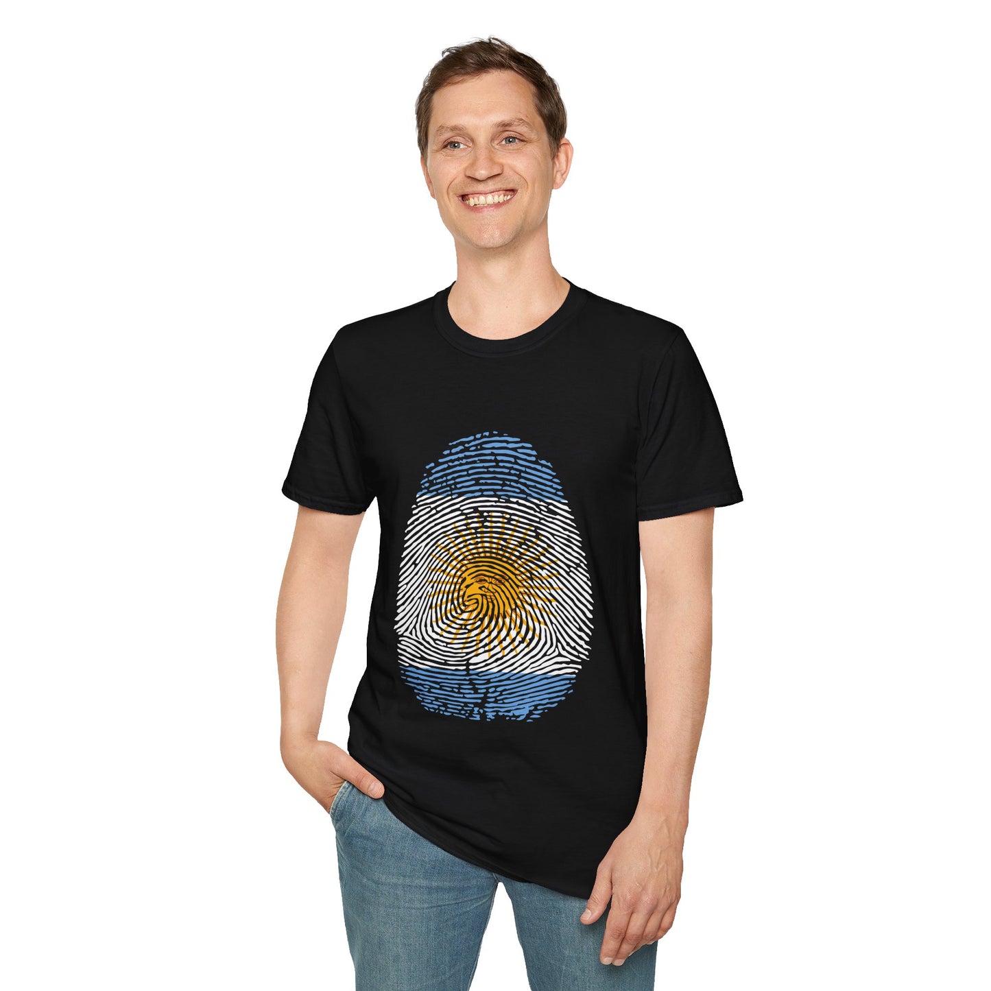 ARGENTINA Fingerprint flag Soccer World Cup Fan T-Shirt (MEN)