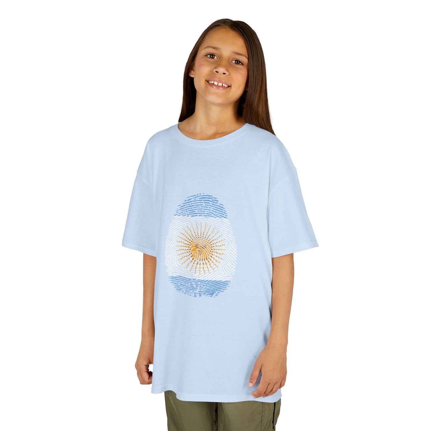 ARGENTINA Fingerprint flag Soccer World Cup Fan T-Shirt (KIDS - UNISEX)