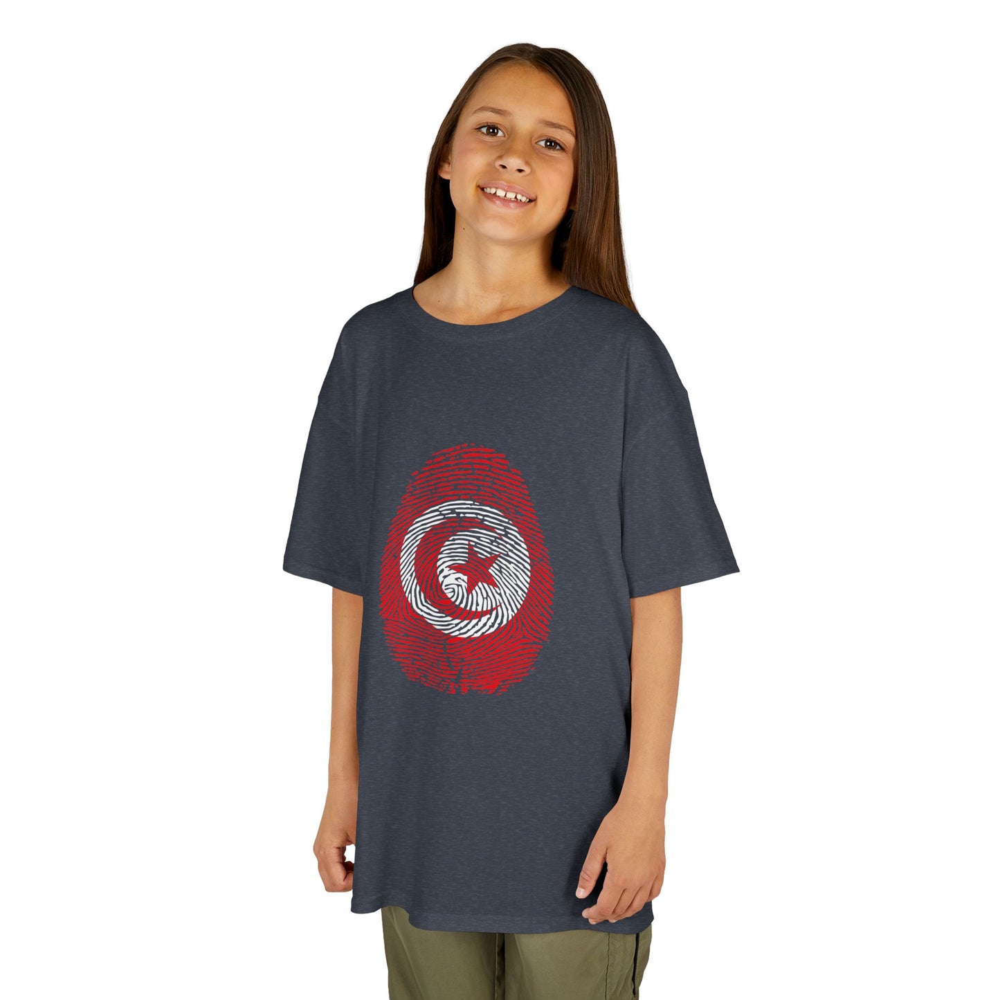 TUNISIA Fingerprint flag Soccer World Cup Fan T-Shirt (KIDS - UNISEX)