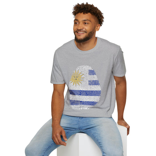 URUGUAY Fingerprint flag Soccer World Cup Fan T-Shirt (MEN)