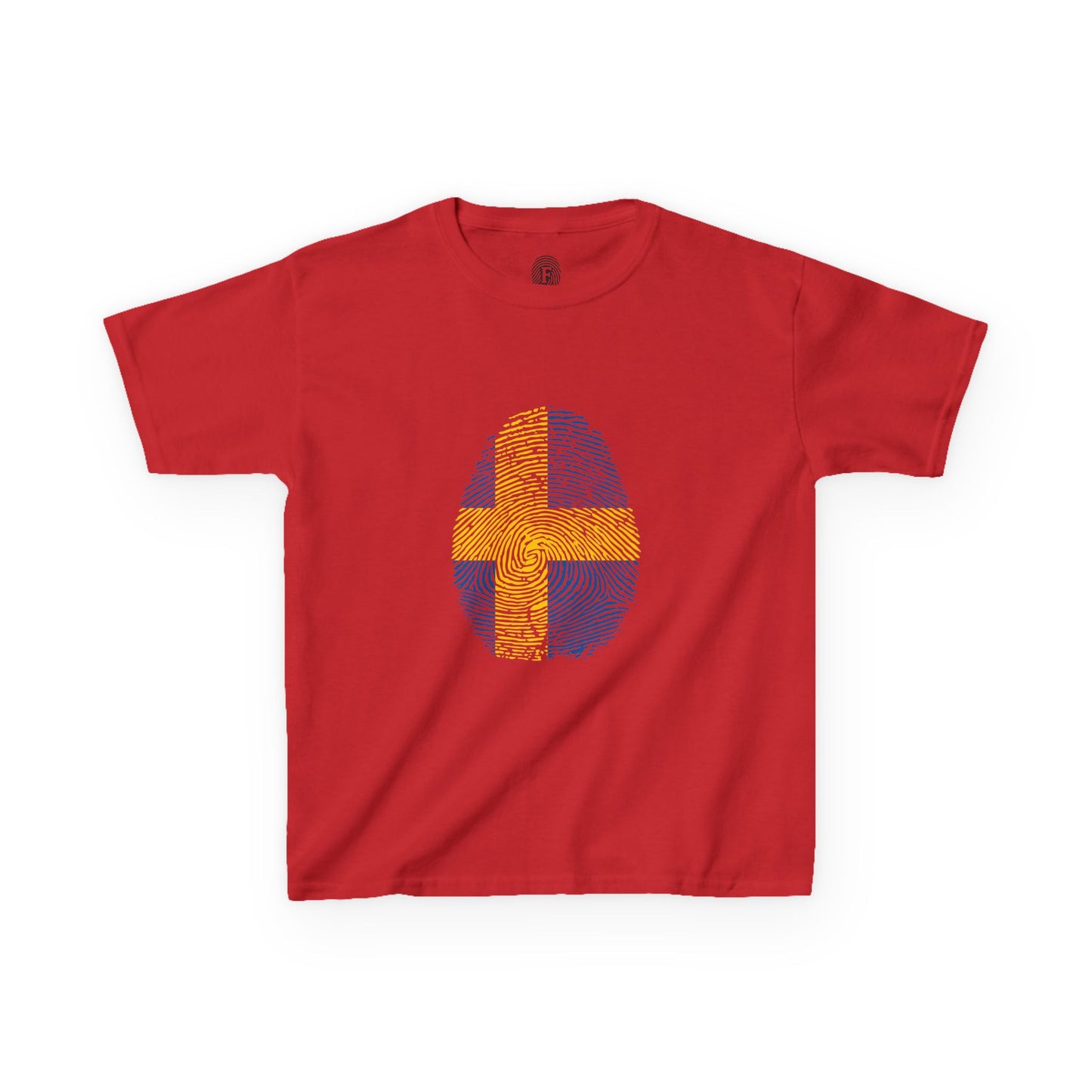SWEDEN Fingerprint flag Soccer World Cup Fan T-Shirt (KIDS - UNISEX)