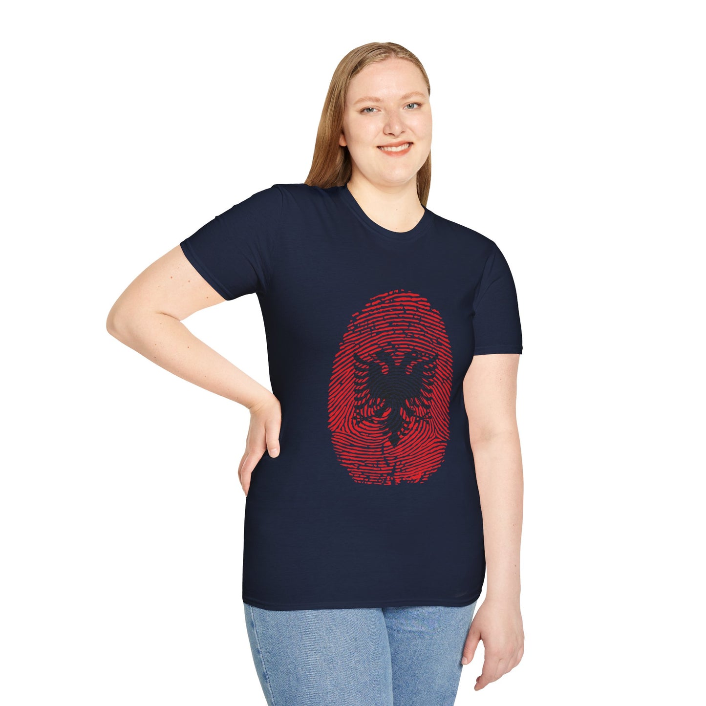 ALBANIA Fingerprint flag Soccer World Cup Fan T-Shirt (WOMEN)