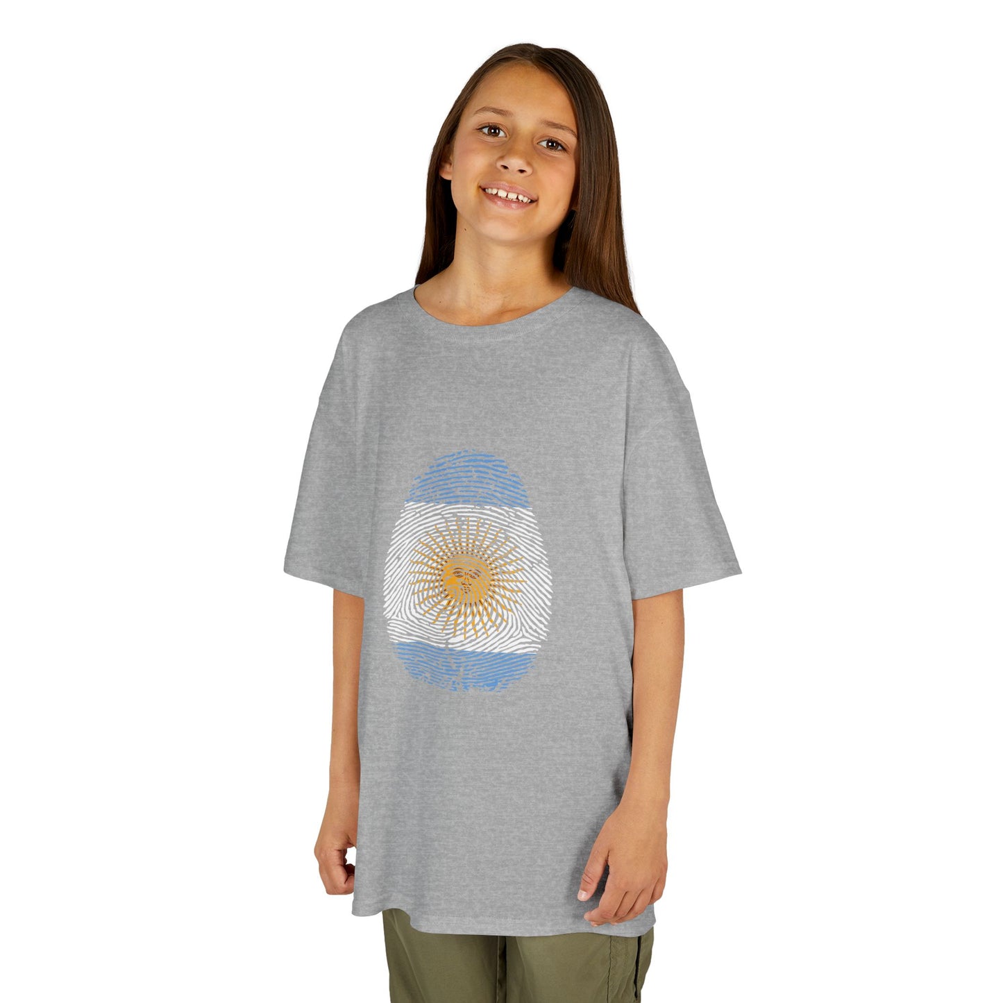 ARGENTINA Fingerprint flag Soccer World Cup Fan T-Shirt (KIDS - UNISEX)