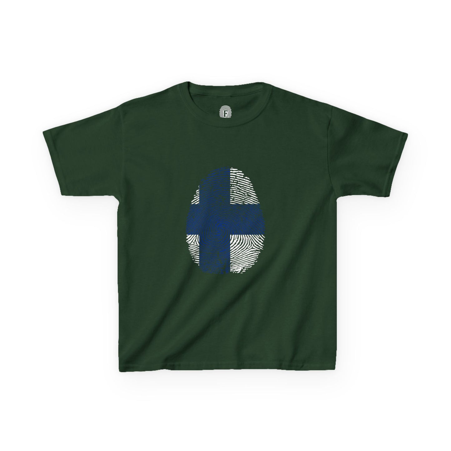 FINLAND Fingerprint flag Soccer World Cup Fan T-Shirt (KIDS - UNISEX)