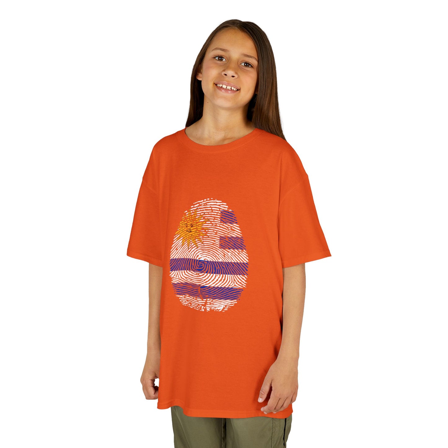 URUGUAY Fingerprint flag Soccer World Cup Fan T-Shirt (KIDS - UNISEX)