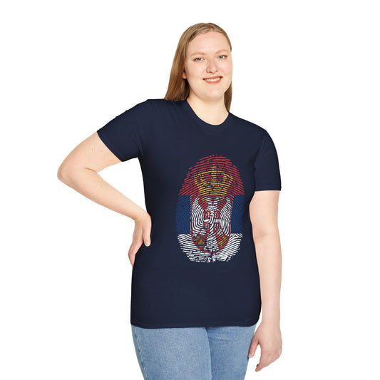 SERBIA Fingerprint flag Soccer World Cup Fan T-Shirt (WOMEN)