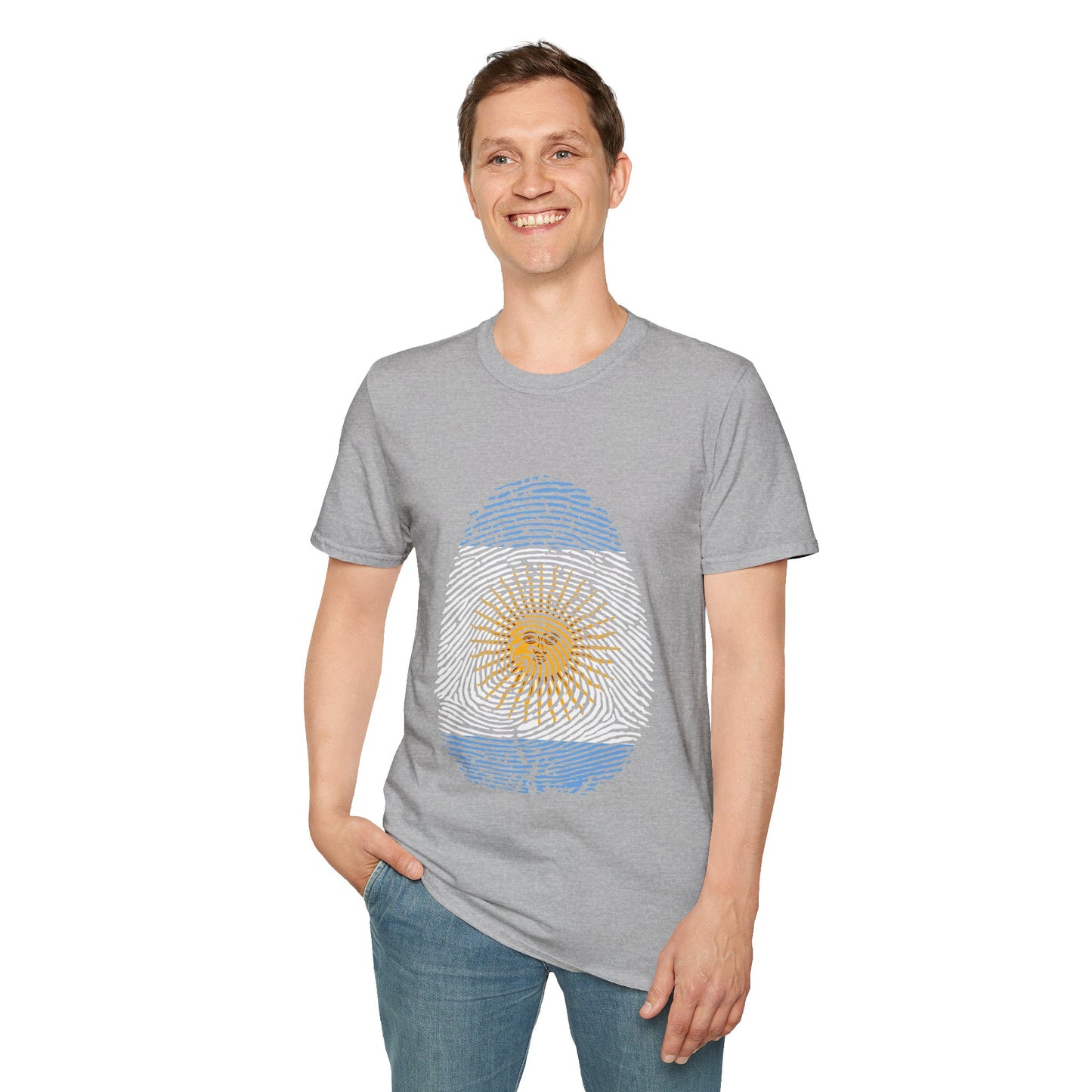 ARGENTINA Fingerprint flag Soccer World Cup Fan T-Shirt (MEN)