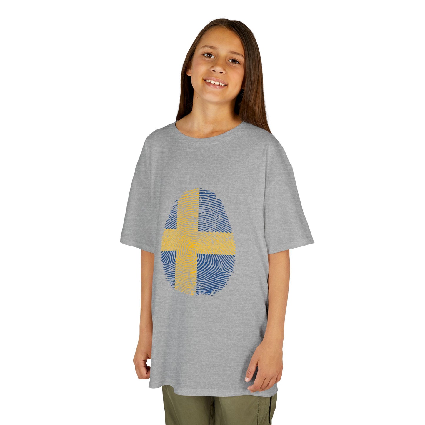SWEDEN Fingerprint flag Soccer World Cup Fan T-Shirt (KIDS - UNISEX)