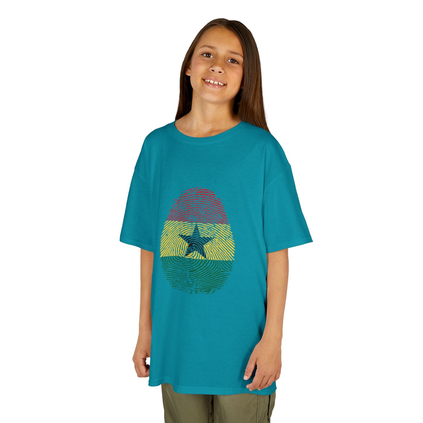 GHANA Fingerprint flag Soccer World Cup Fan T-Shirt (KIDS - UNISEX)