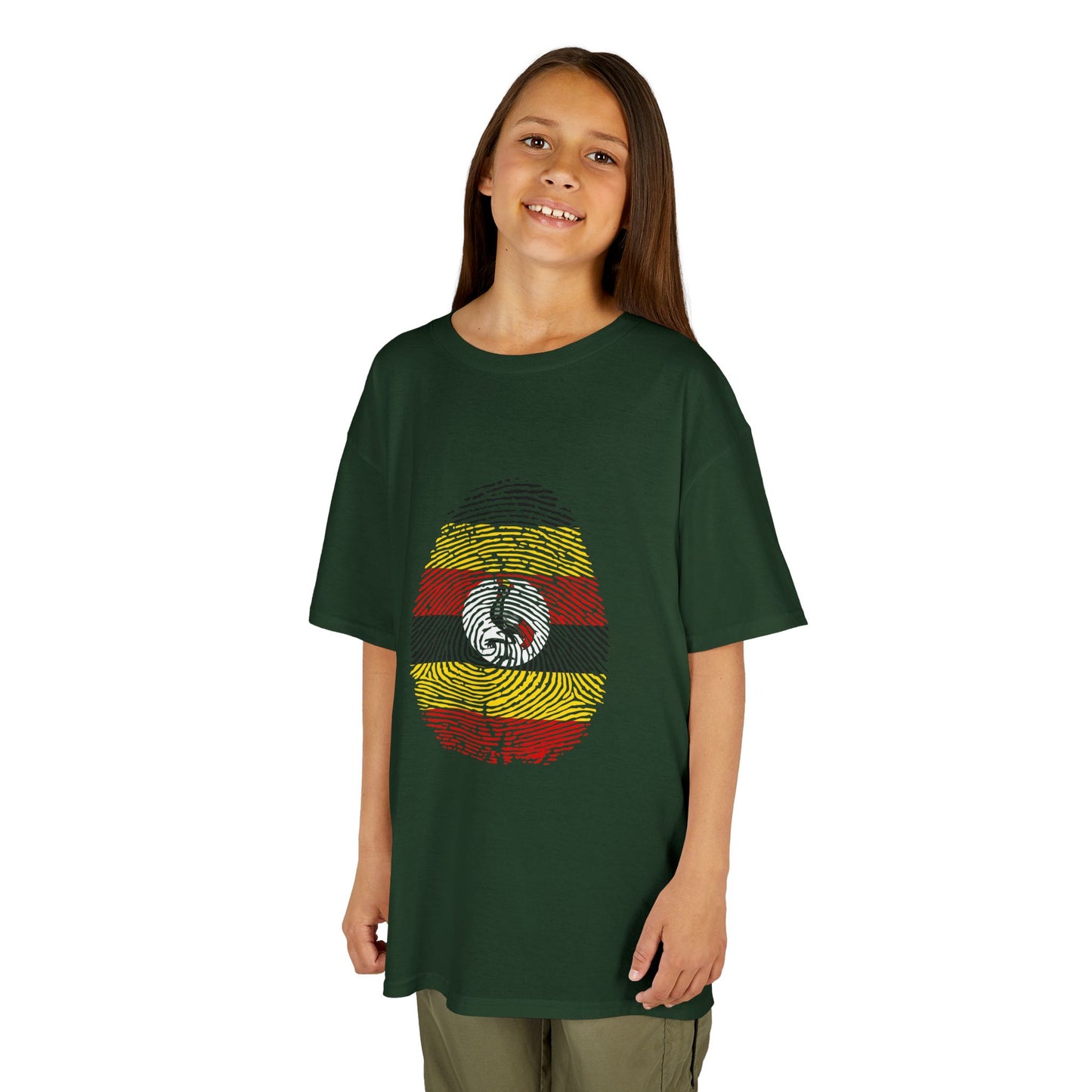 UGANDA Fingerprint flag Soccer World Cup Fan T-Shirt (KIDS - UNISEX)