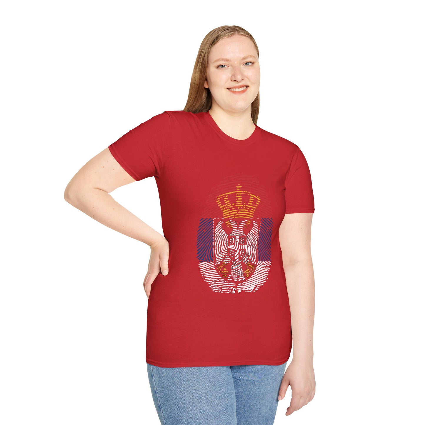 SERBIA Fingerprint flag Soccer World Cup Fan T-Shirt (WOMEN)
