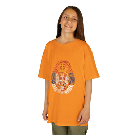 SERBIA Fingerprint flag Soccer World Cup Fan T-Shirt (KIDS - UNISEX)