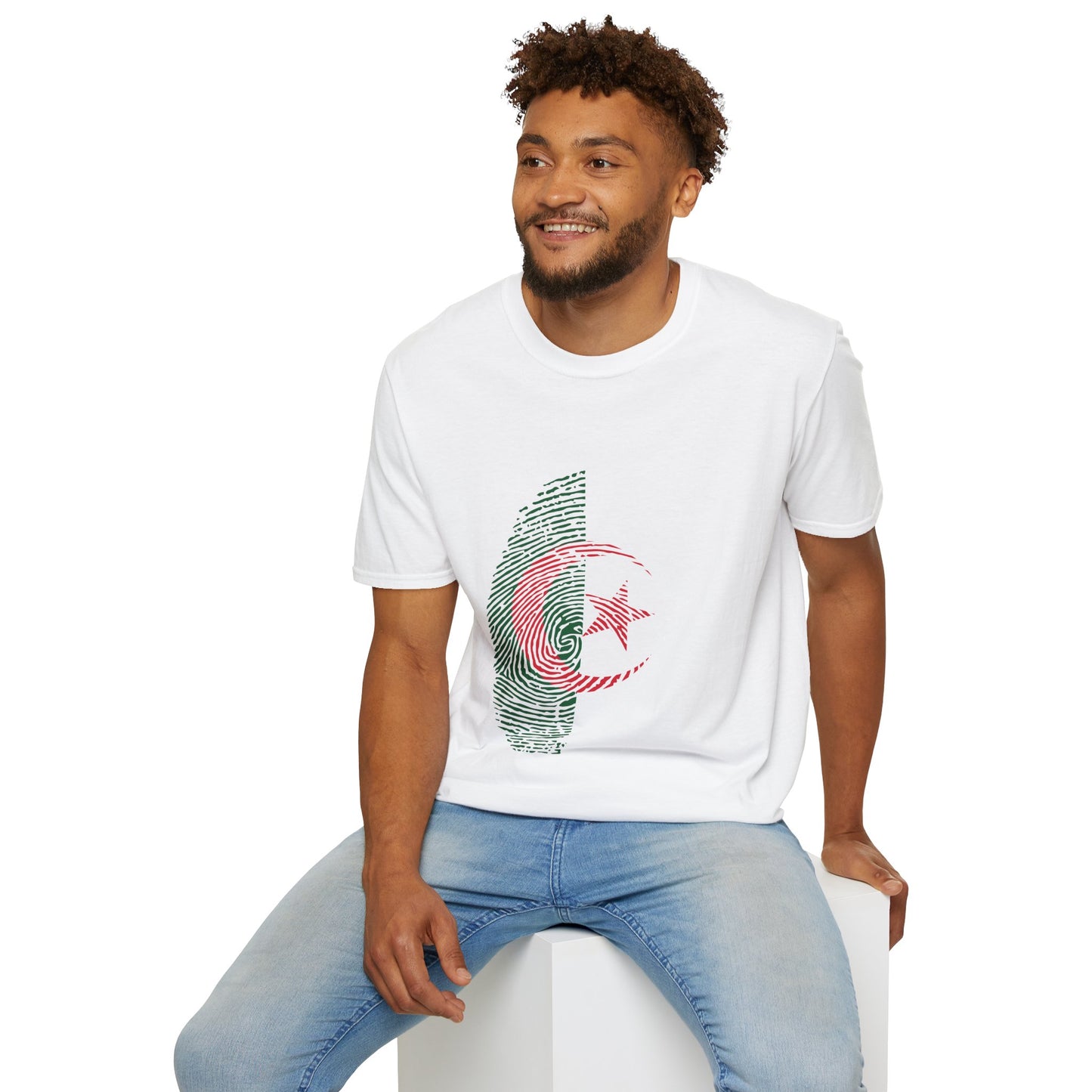 ALGERIA Fingerprint flag Soccer World Cup Fan T-Shirt (MEN)