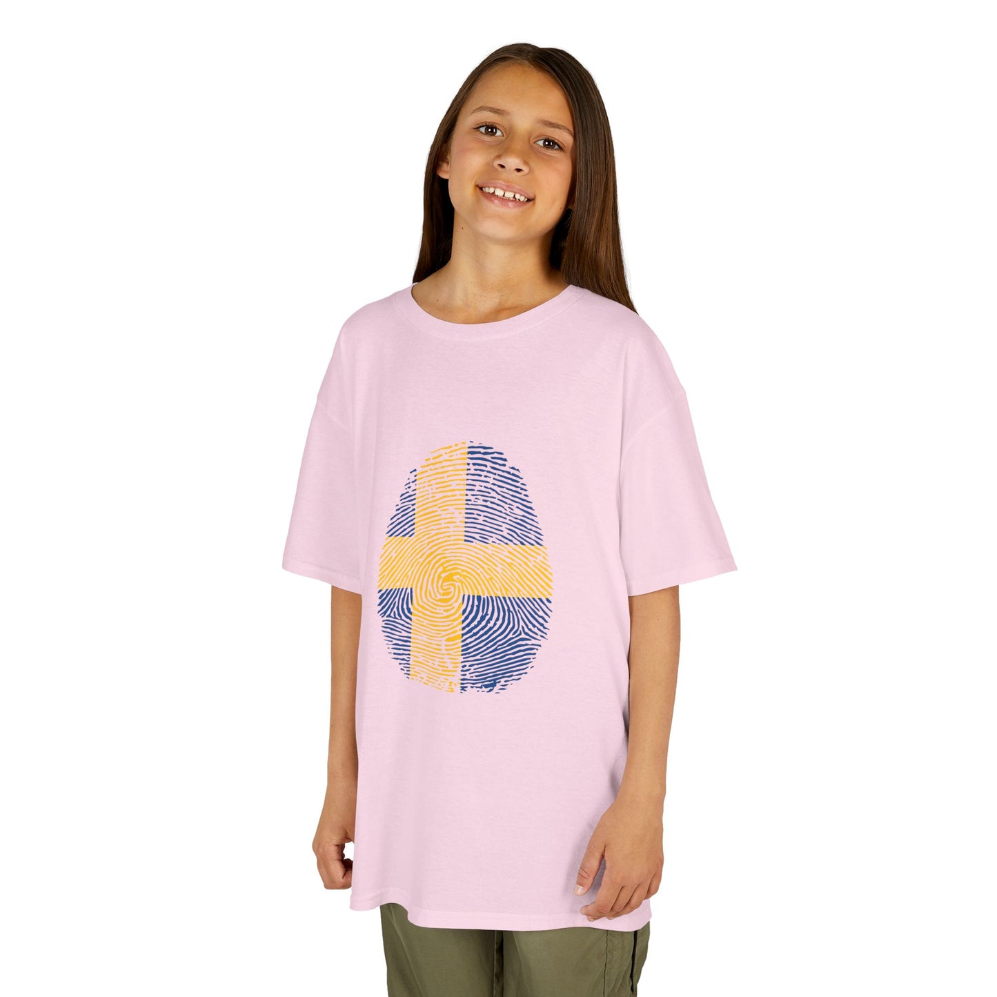 SWEDEN Fingerprint flag Soccer World Cup Fan T-Shirt (KIDS - UNISEX)
