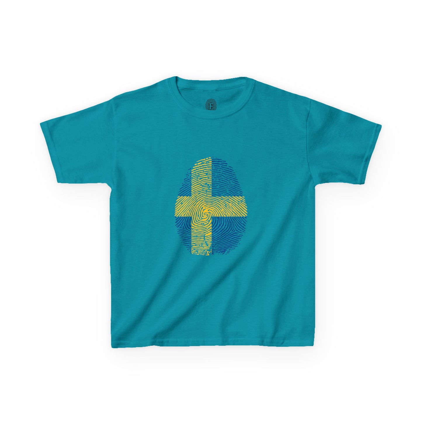 SWEDEN Fingerprint flag Soccer World Cup Fan T-Shirt (KIDS - UNISEX)