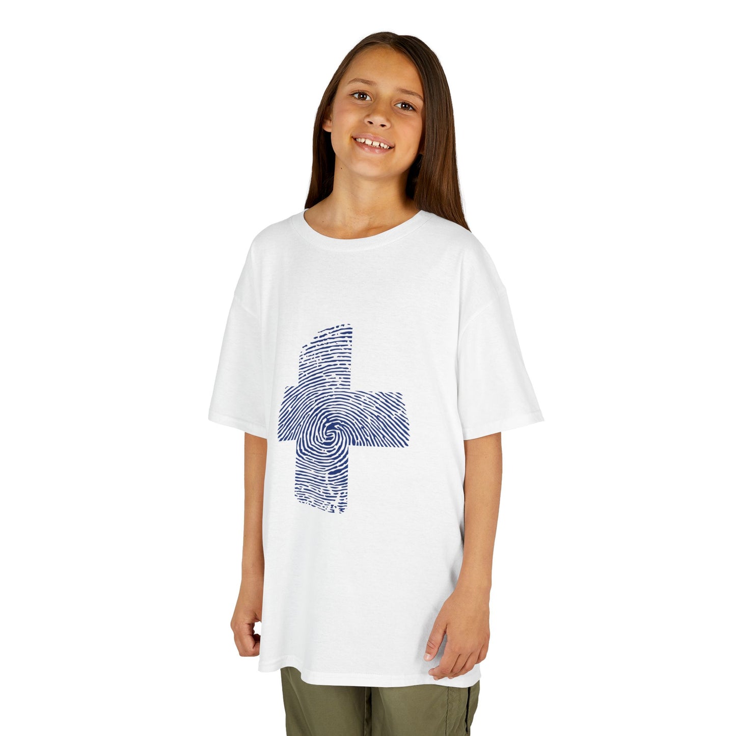 FINLAND Fingerprint flag Soccer World Cup Fan T-Shirt (KIDS - UNISEX)