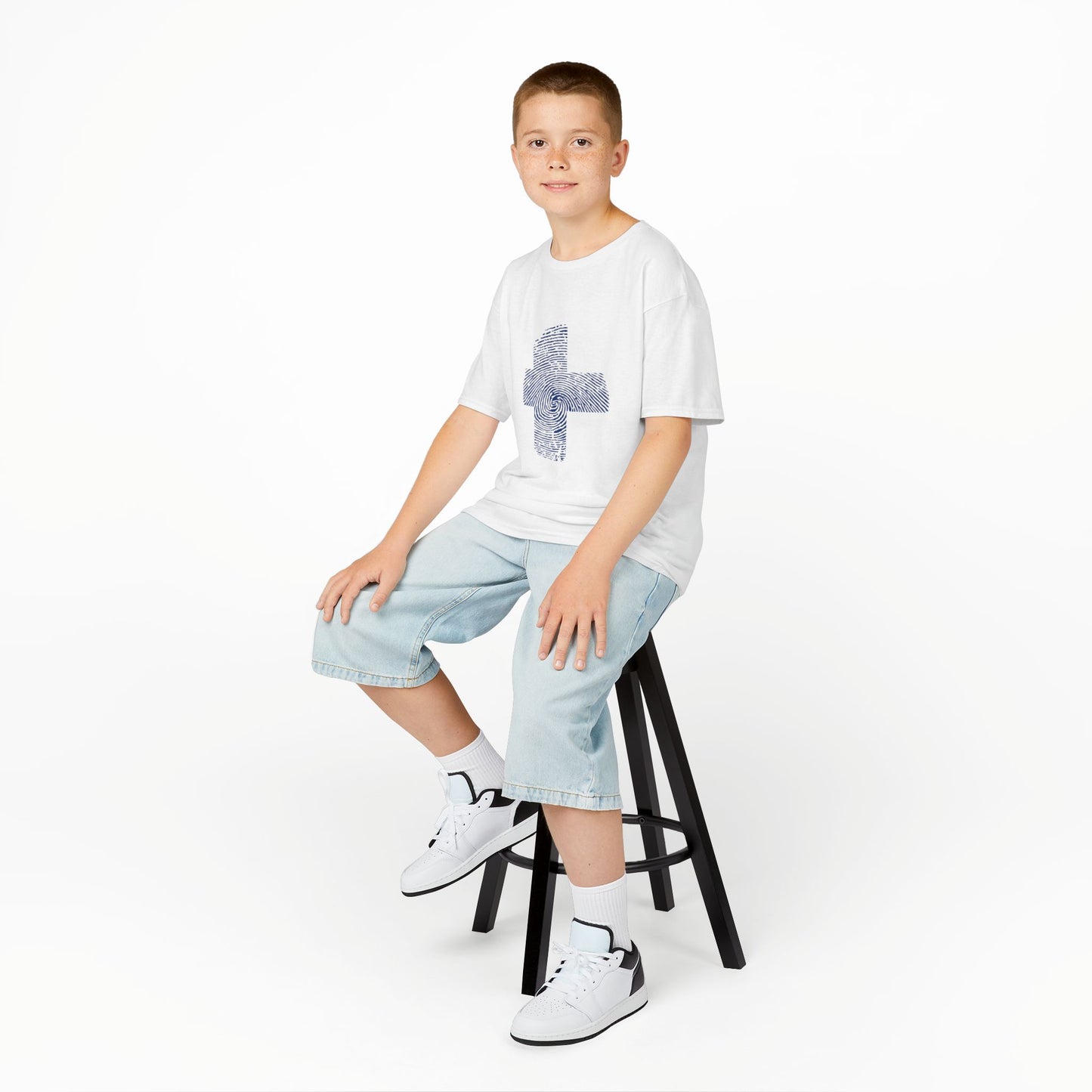 FINLAND Fingerprint flag Soccer World Cup Fan T-Shirt (KIDS - UNISEX)
