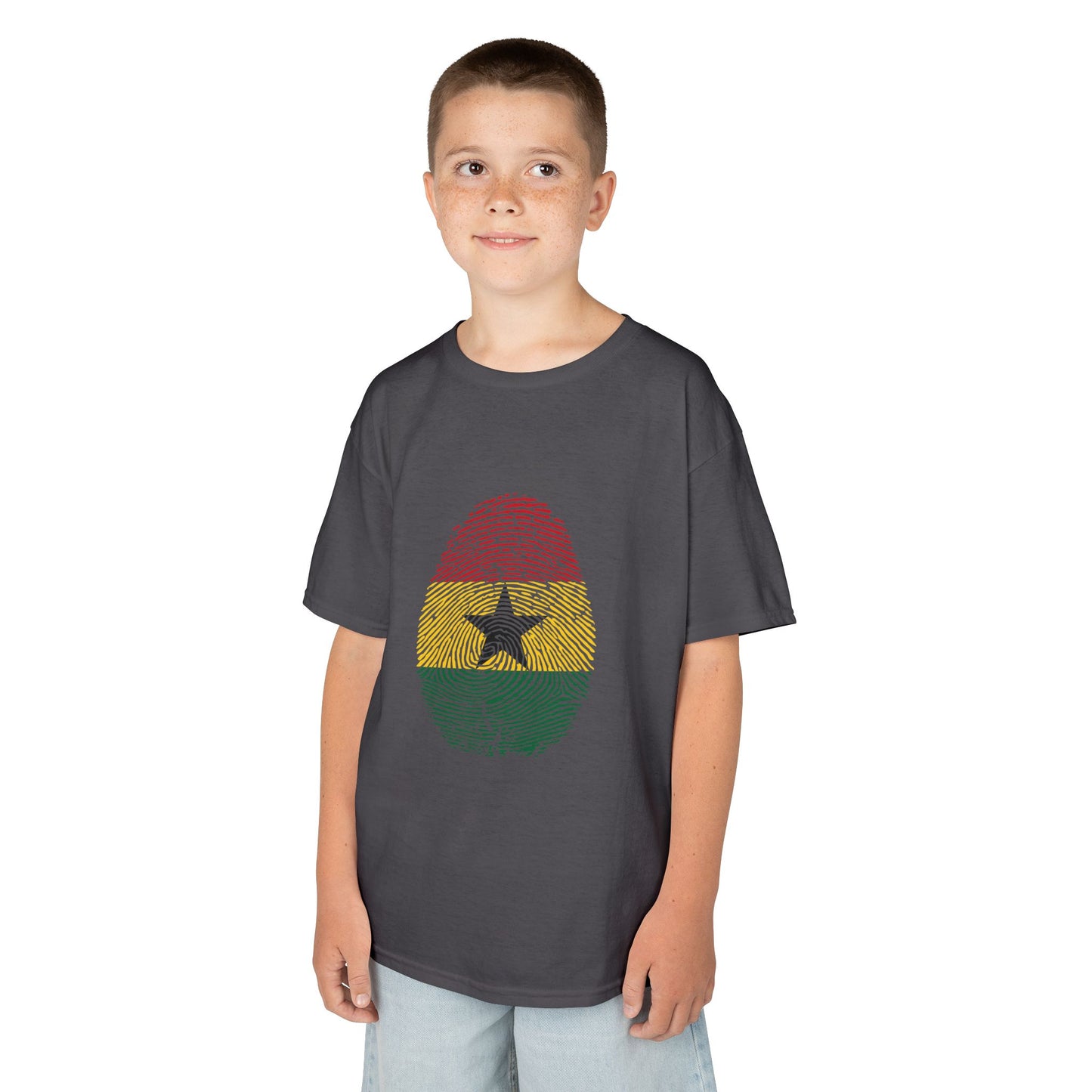 GHANA Fingerprint flag Soccer World Cup Fan T-Shirt (KIDS - UNISEX)