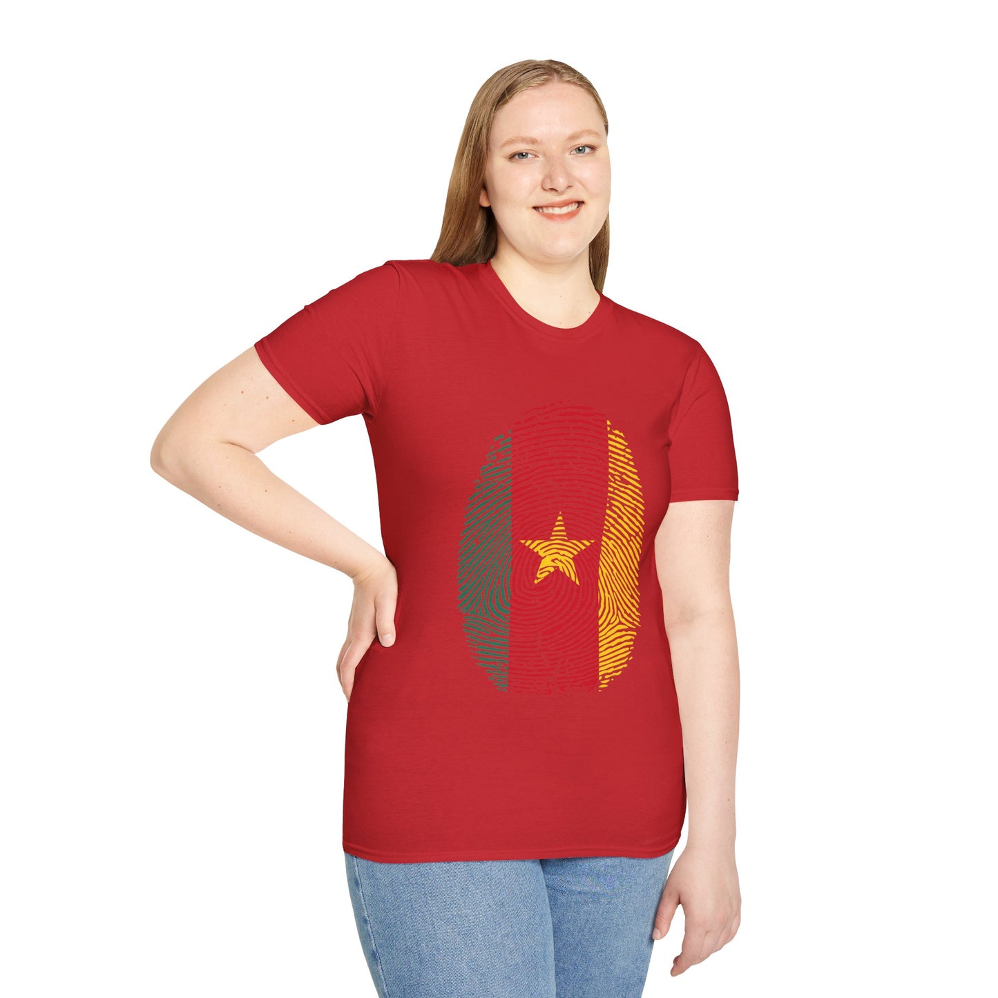 CAMEROON Fingerprint flag Soccer World Cup Fan T-Shirt (WOMEN)