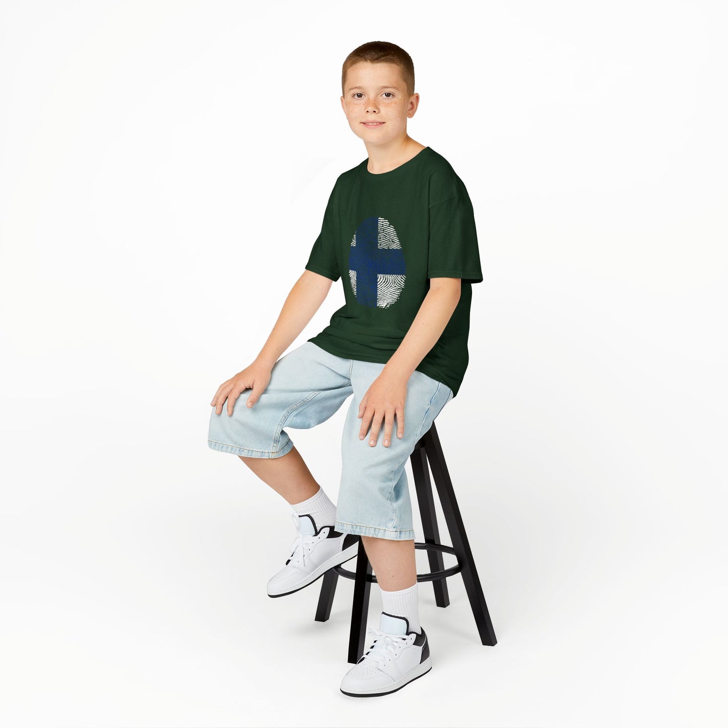FINLAND Fingerprint flag Soccer World Cup Fan T-Shirt (KIDS - UNISEX)