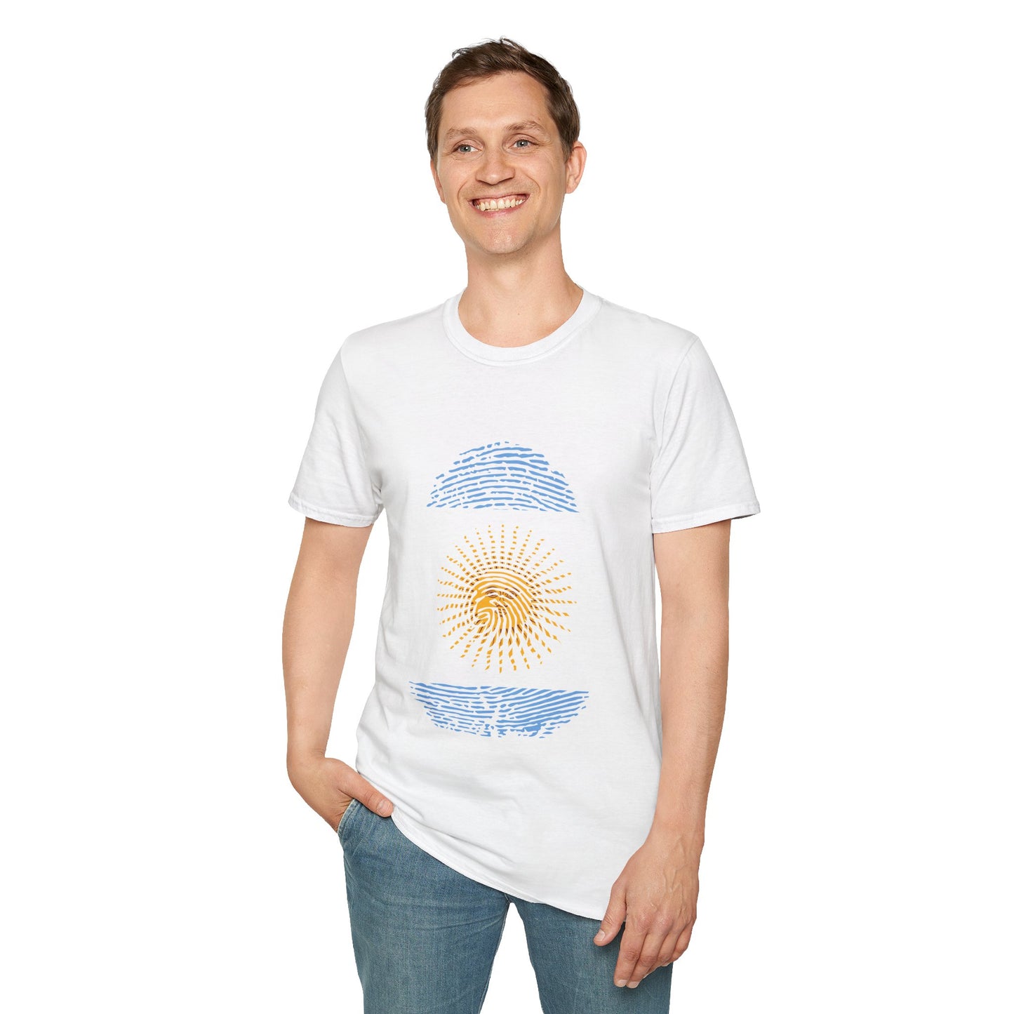 ARGENTINA Fingerprint flag Soccer World Cup Fan T-Shirt (MEN)