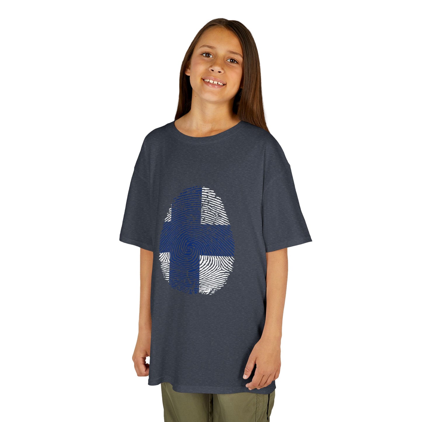 FINLAND Fingerprint flag Soccer World Cup Fan T-Shirt (KIDS - UNISEX)