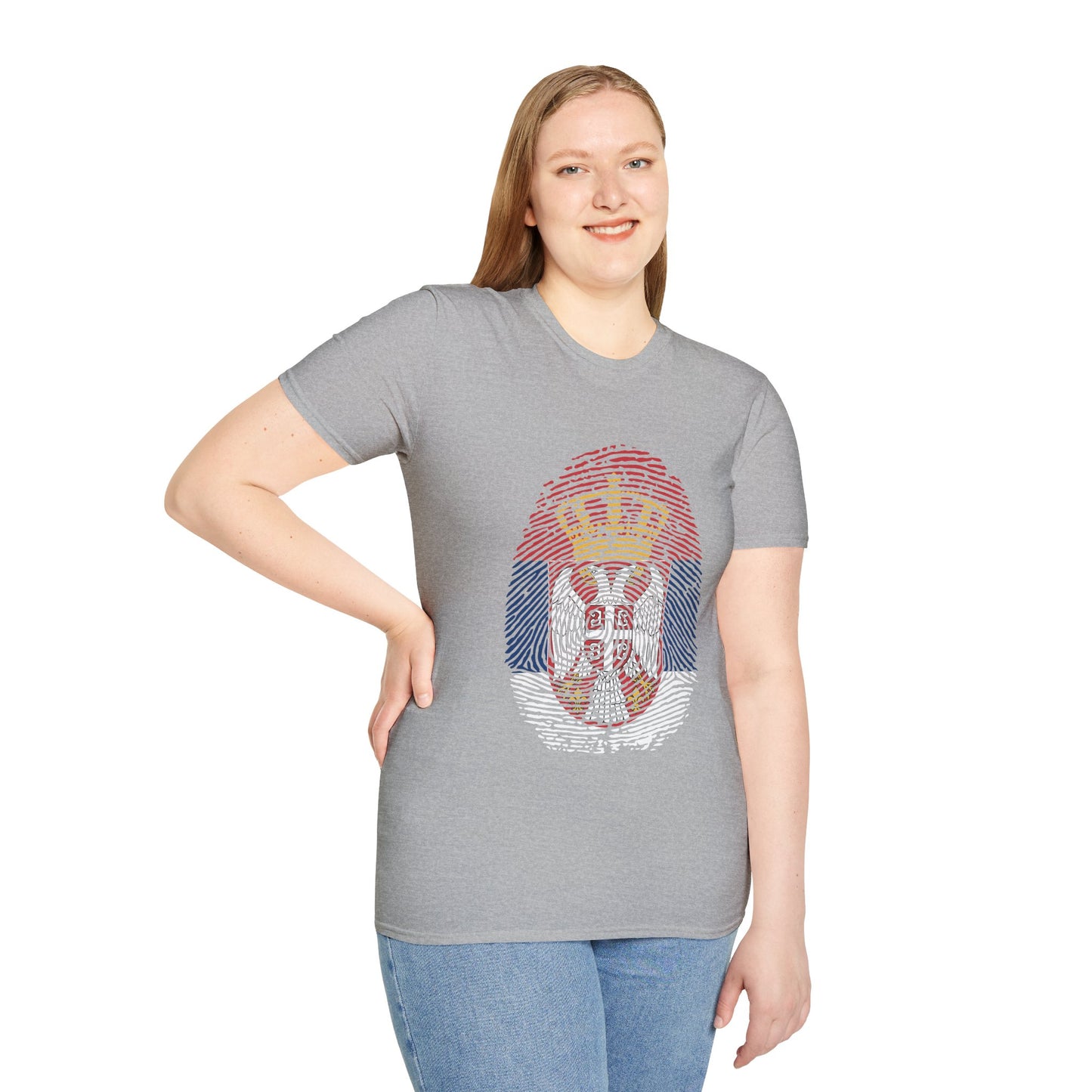 SERBIA Fingerprint flag Soccer World Cup Fan T-Shirt (WOMEN)