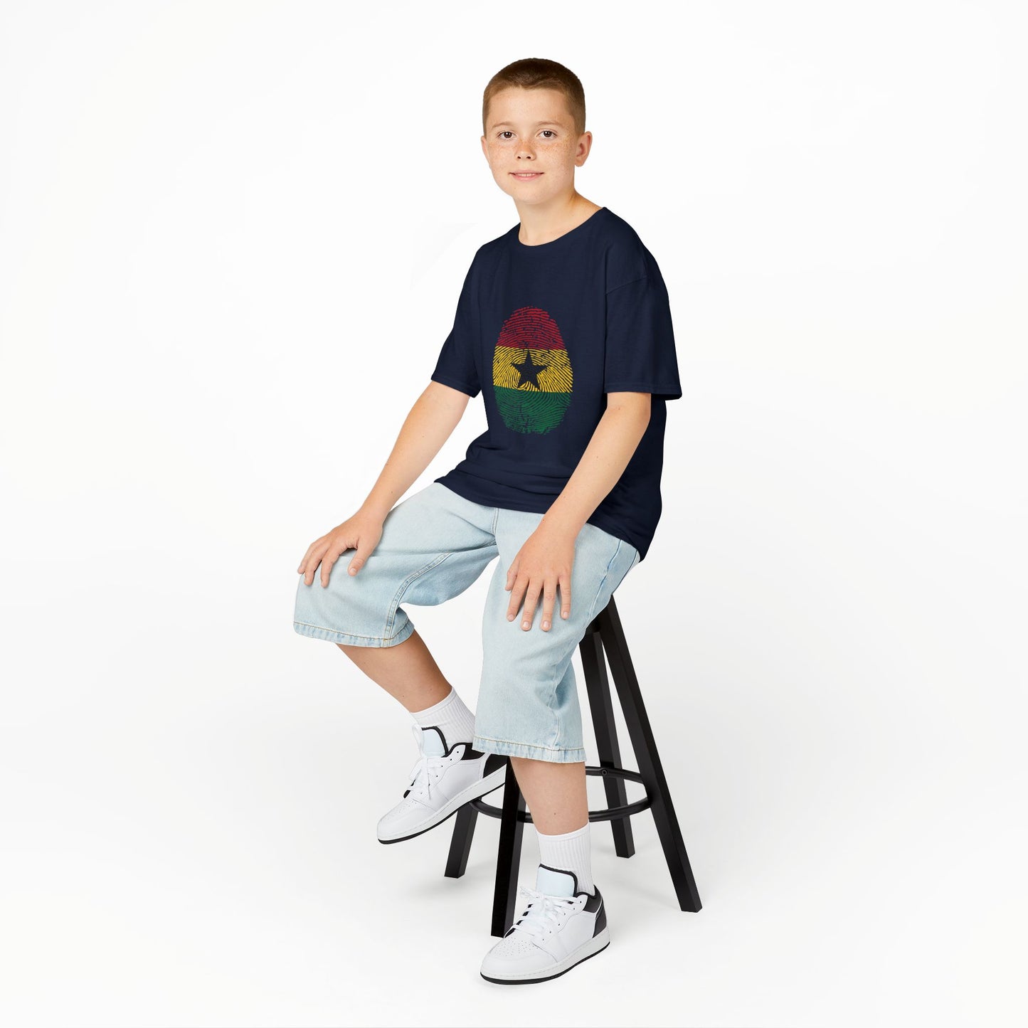 GHANA Fingerprint flag Soccer World Cup Fan T-Shirt (KIDS - UNISEX)