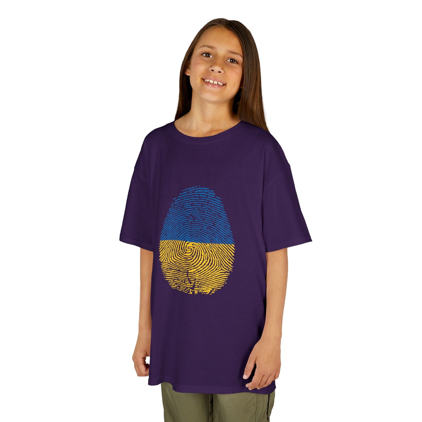 UKRAINE Fingerprint flag Soccer World Cup Fan T-Shirt (KIDS - UNISEX)