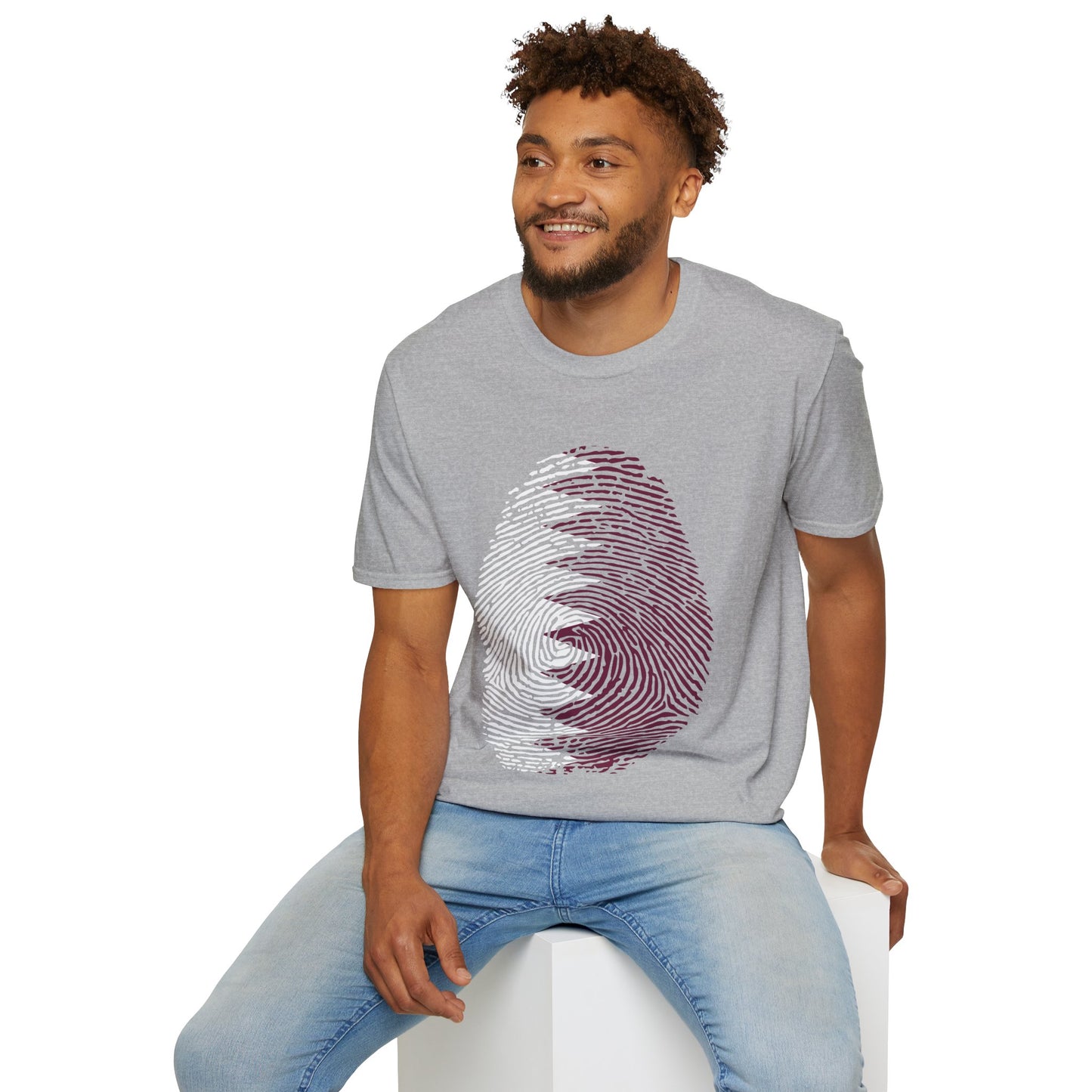 QATAR Fingerprint flag Soccer World Cup Fan T-Shirt (MEN)