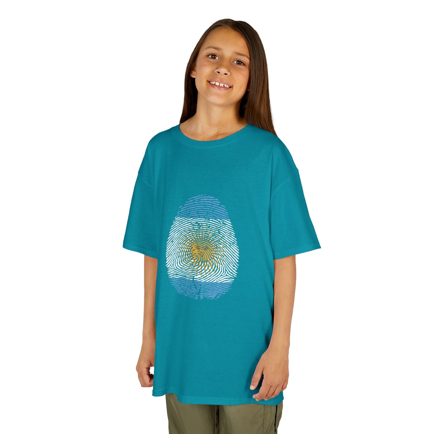 ARGENTINA Fingerprint flag Soccer World Cup Fan T-Shirt (KIDS - UNISEX)