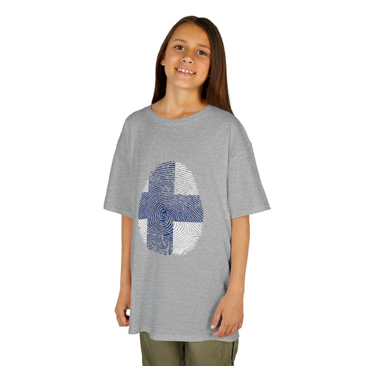 FINLAND Fingerprint flag Soccer World Cup Fan T-Shirt (KIDS - UNISEX)
