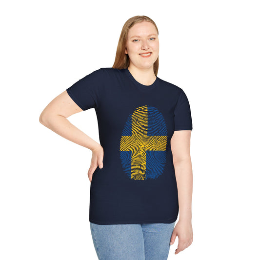 SWEDEN Fingerprint flag Soccer World Cup Fan T-Shirt (WOMEN)