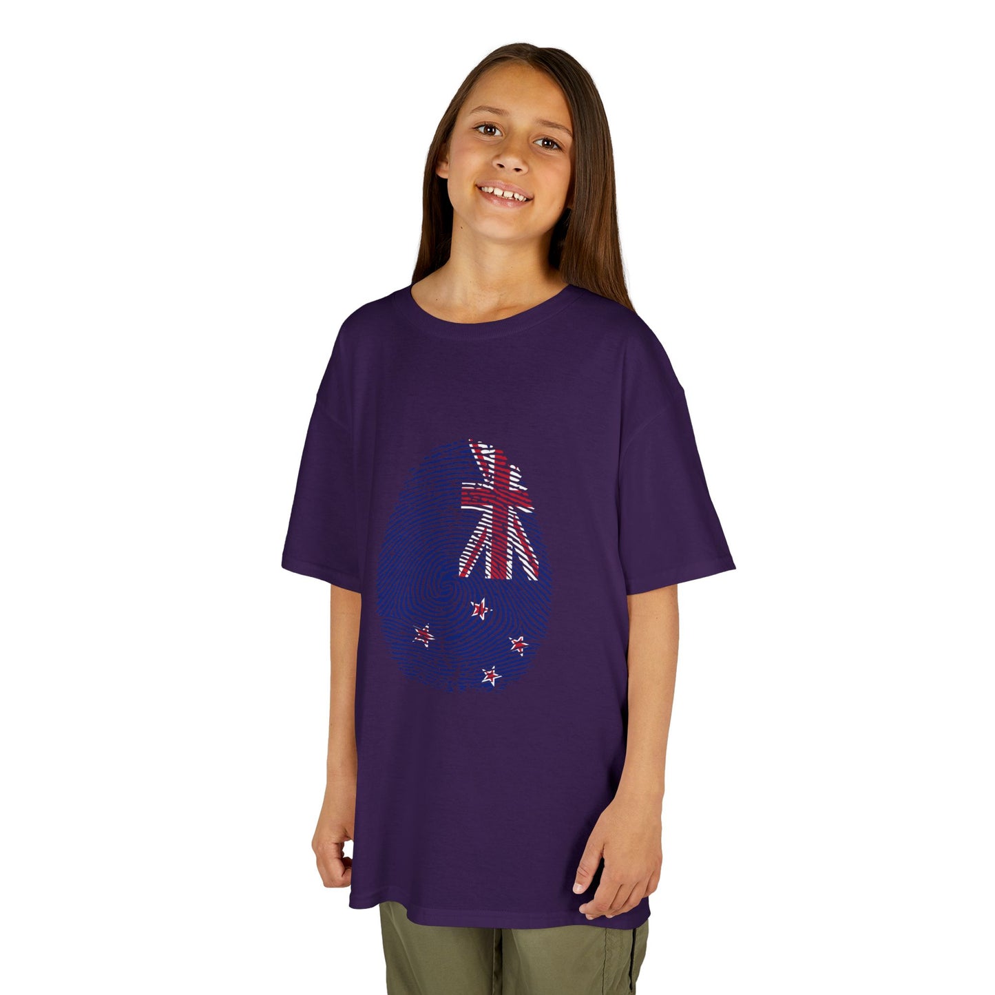 NEW ZEALAND Fingerprint flag Soccer World Cup Fan T-Shirt (KIDS - UNISEX)