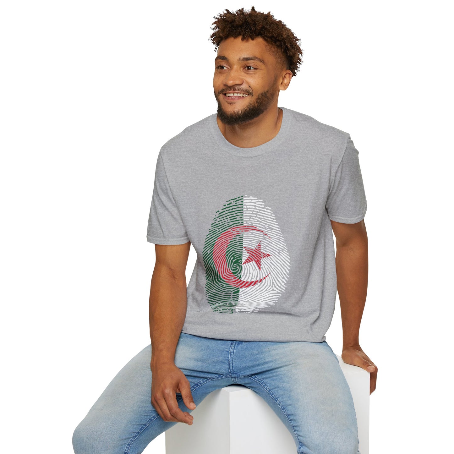 ALGERIA Fingerprint flag Soccer World Cup Fan T-Shirt (MEN)