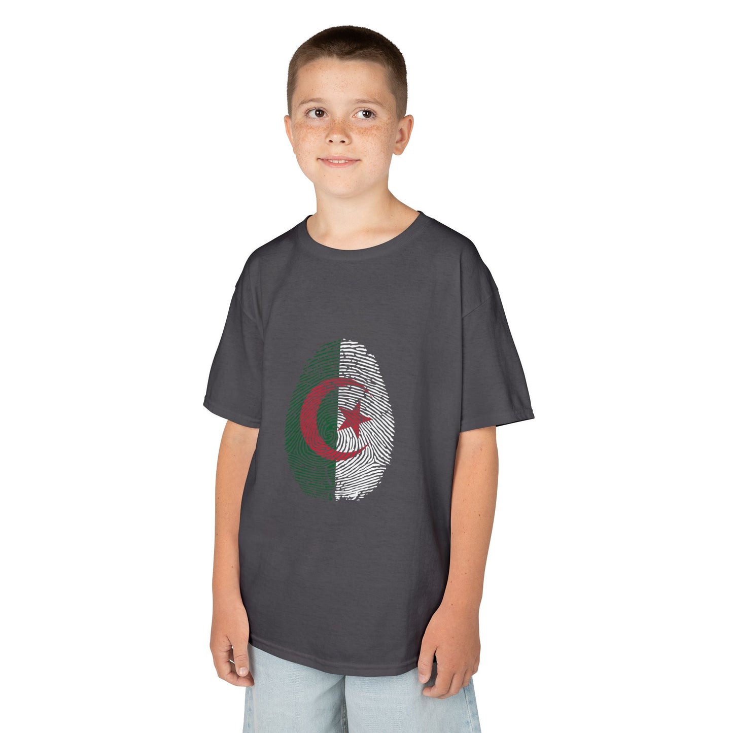ALGERIA Fingerprint flag Soccer World Cup Fan T-Shirt (KIDS - UNISEX)