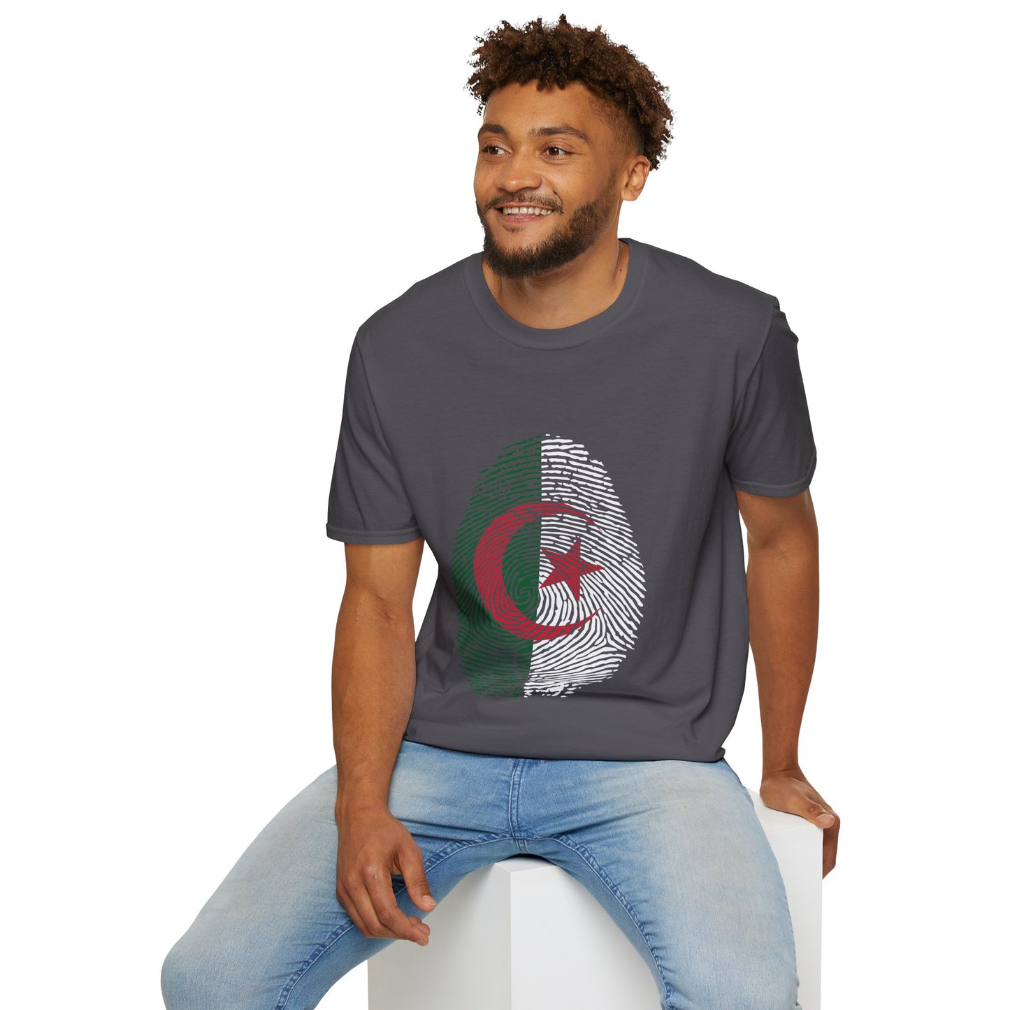 ALGERIA Fingerprint flag Soccer World Cup Fan T-Shirt (MEN)