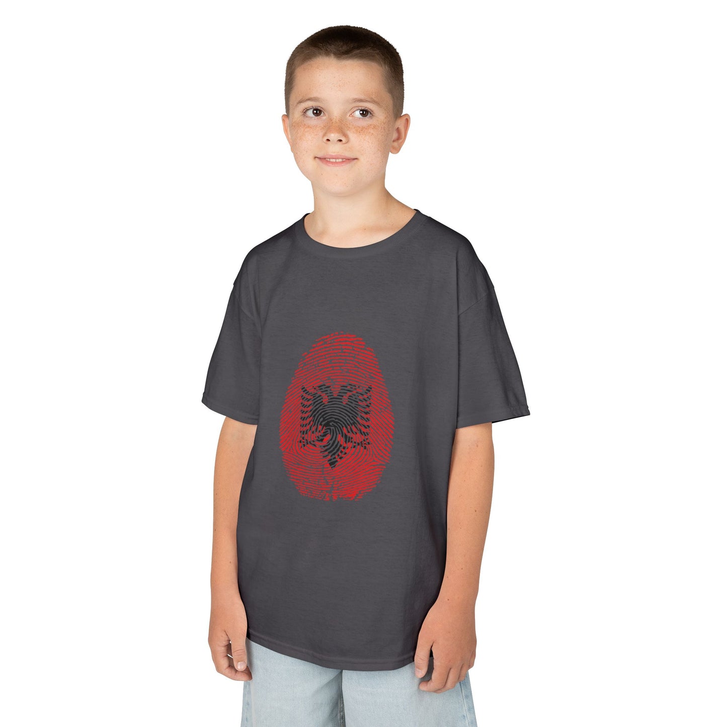 ALBANIA Fingerprint flag Soccer World Cup Fan T-Shirt (KIDS - UNISEX)
