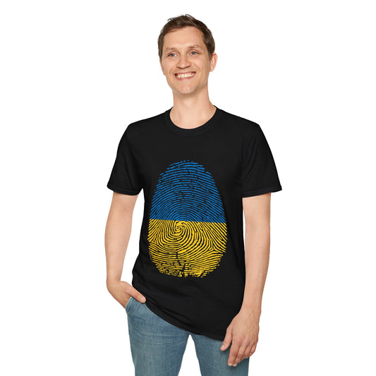 UKRAINE Fingerprint flag Soccer World Cup Fan T-Shirt (MEN)