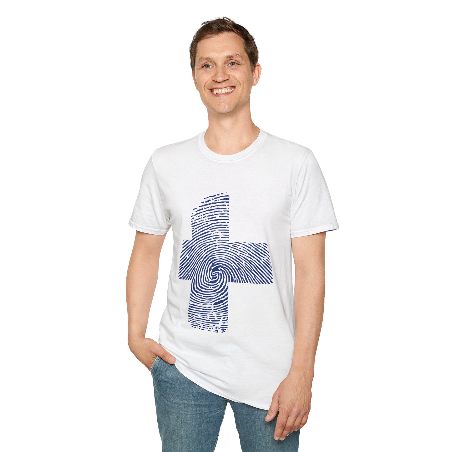 FINLAND Fingerprint flag Soccer World Cup Fan T-Shirt (MEN)