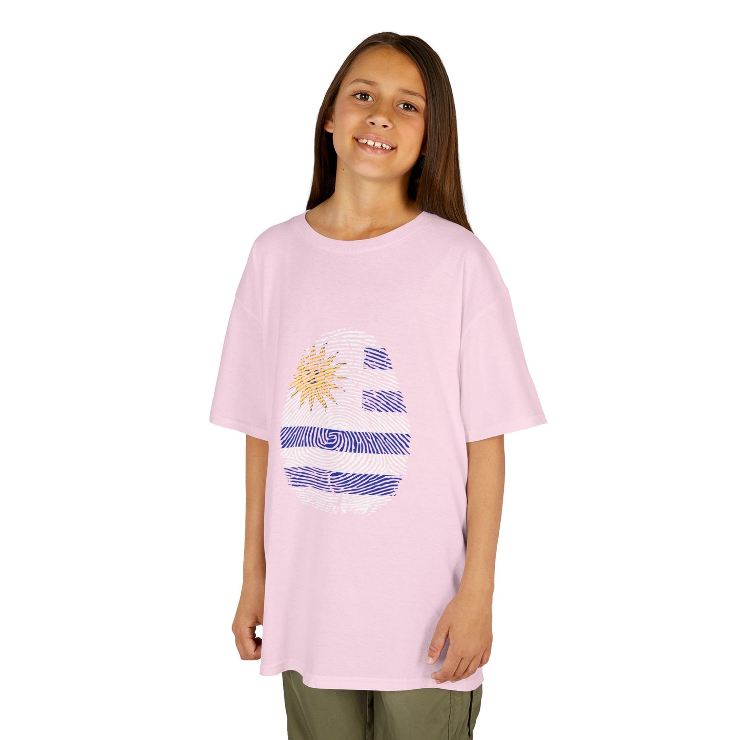 URUGUAY Fingerprint flag Soccer World Cup Fan T-Shirt (KIDS - UNISEX)