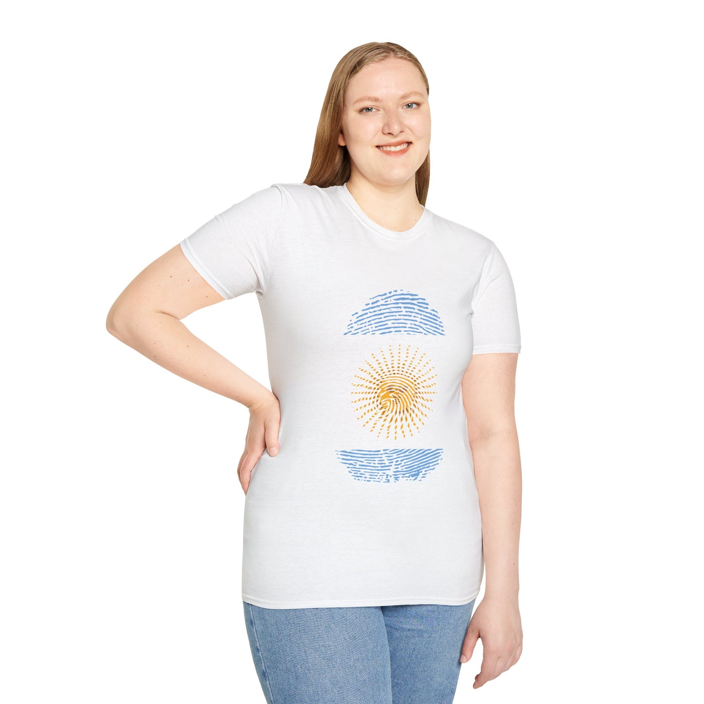 ARGENTINA Fingerprint flag Soccer World Cup Fan T-Shirt (WOMEN)