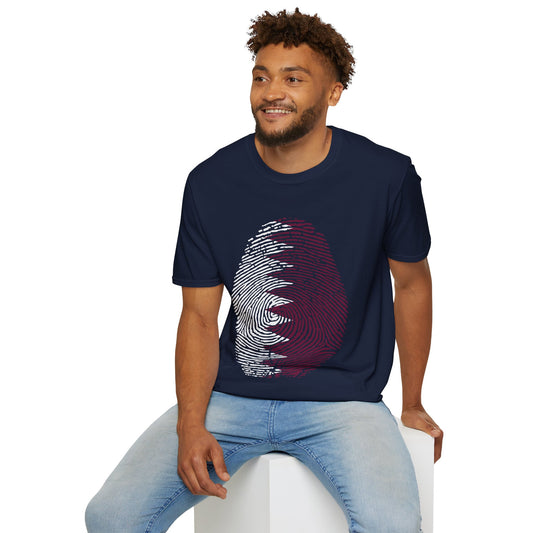 QATAR Fingerprint flag Soccer World Cup Fan T-Shirt (MEN)