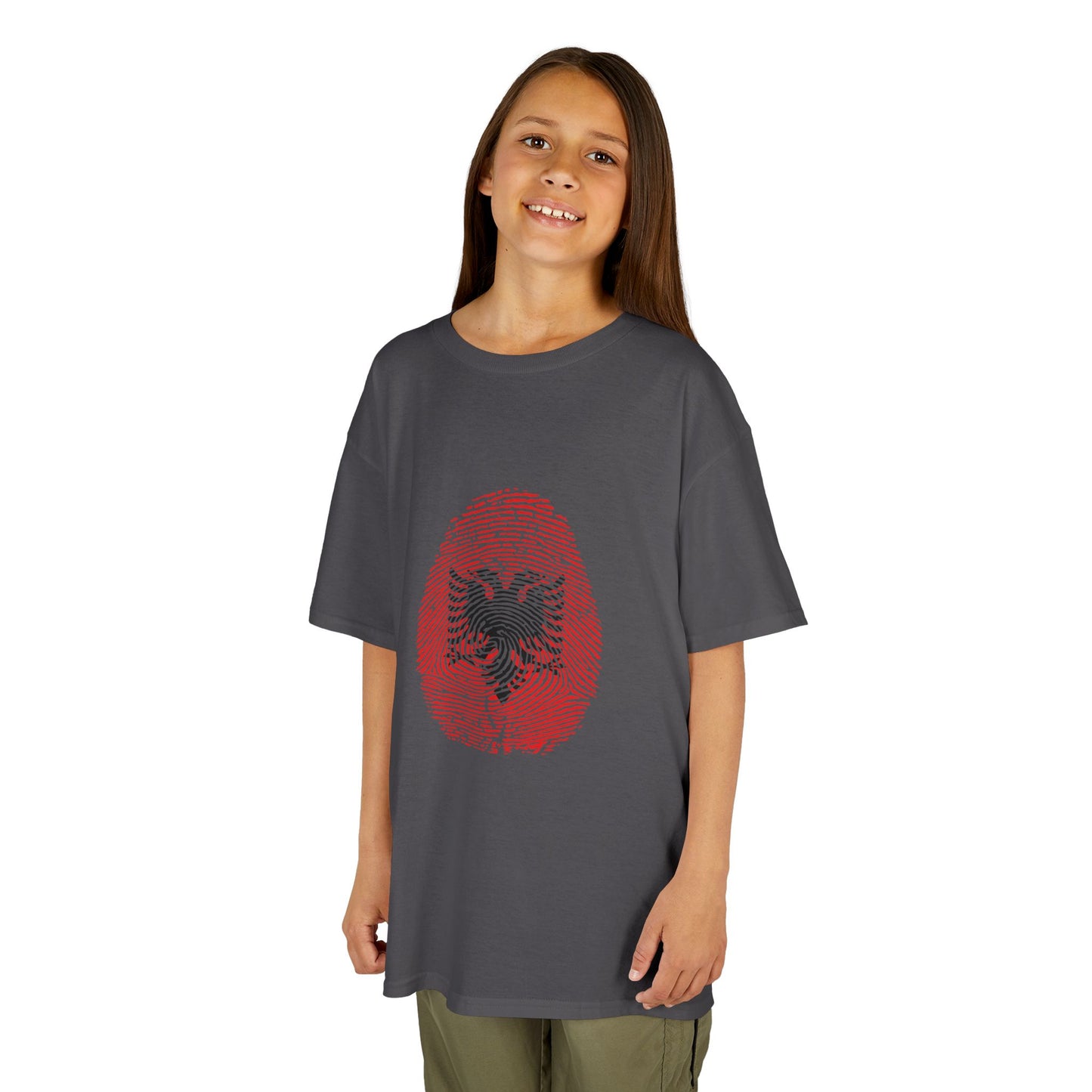 ALBANIA Fingerprint flag Soccer World Cup Fan T-Shirt (KIDS - UNISEX)