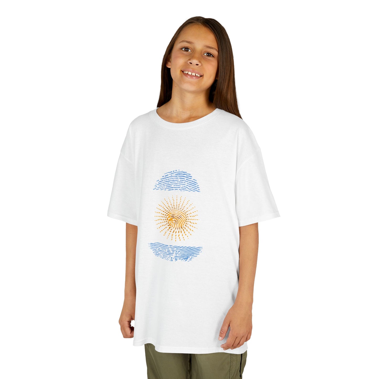 ARGENTINA Fingerprint flag Soccer World Cup Fan T-Shirt (KIDS - UNISEX)