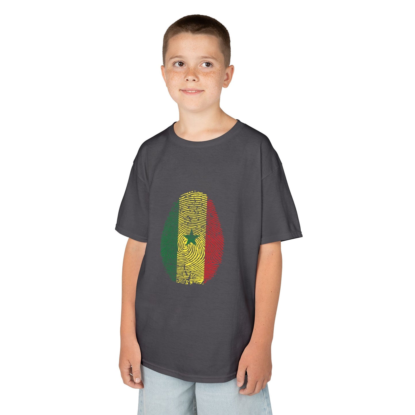 SENEGAL Fingerprint flag Soccer World Cup Fan T-Shirt (KIDS - UNISEX)