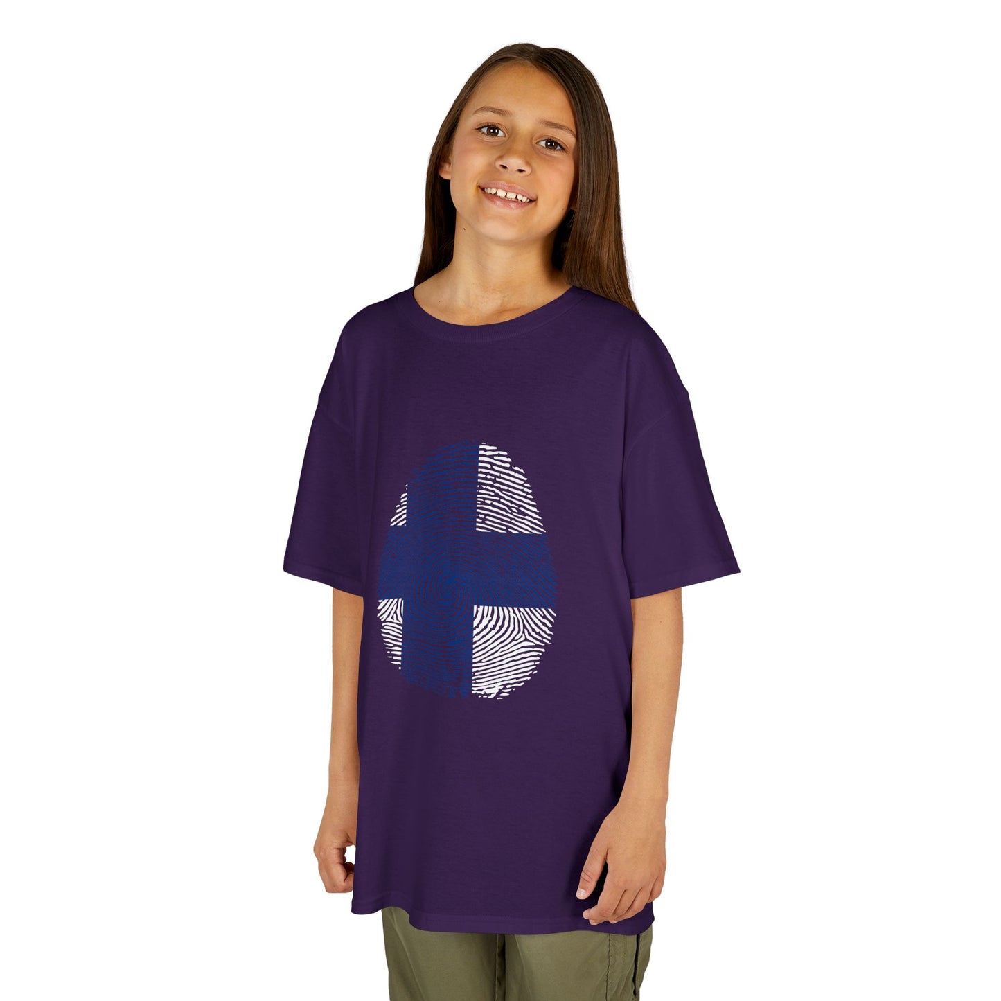 FINLAND Fingerprint flag Soccer World Cup Fan T-Shirt (KIDS - UNISEX)
