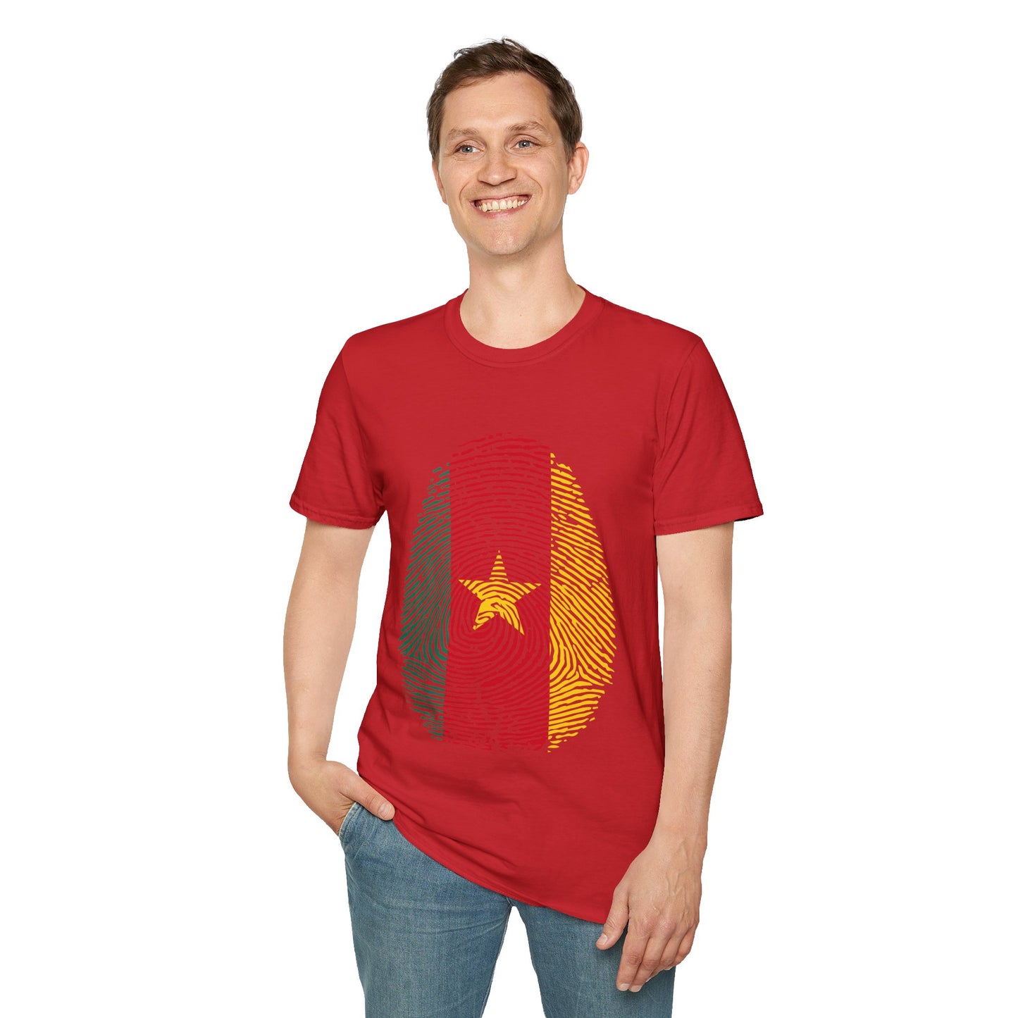CAMEROON Fingerprint flag Soccer World Cup Fan T-Shirt (MEN)