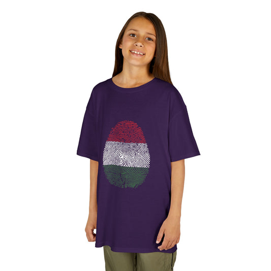 HUNGARY Fingerprint flag Soccer World Cup Fan T-Shirt (KIDS - UNISEX)