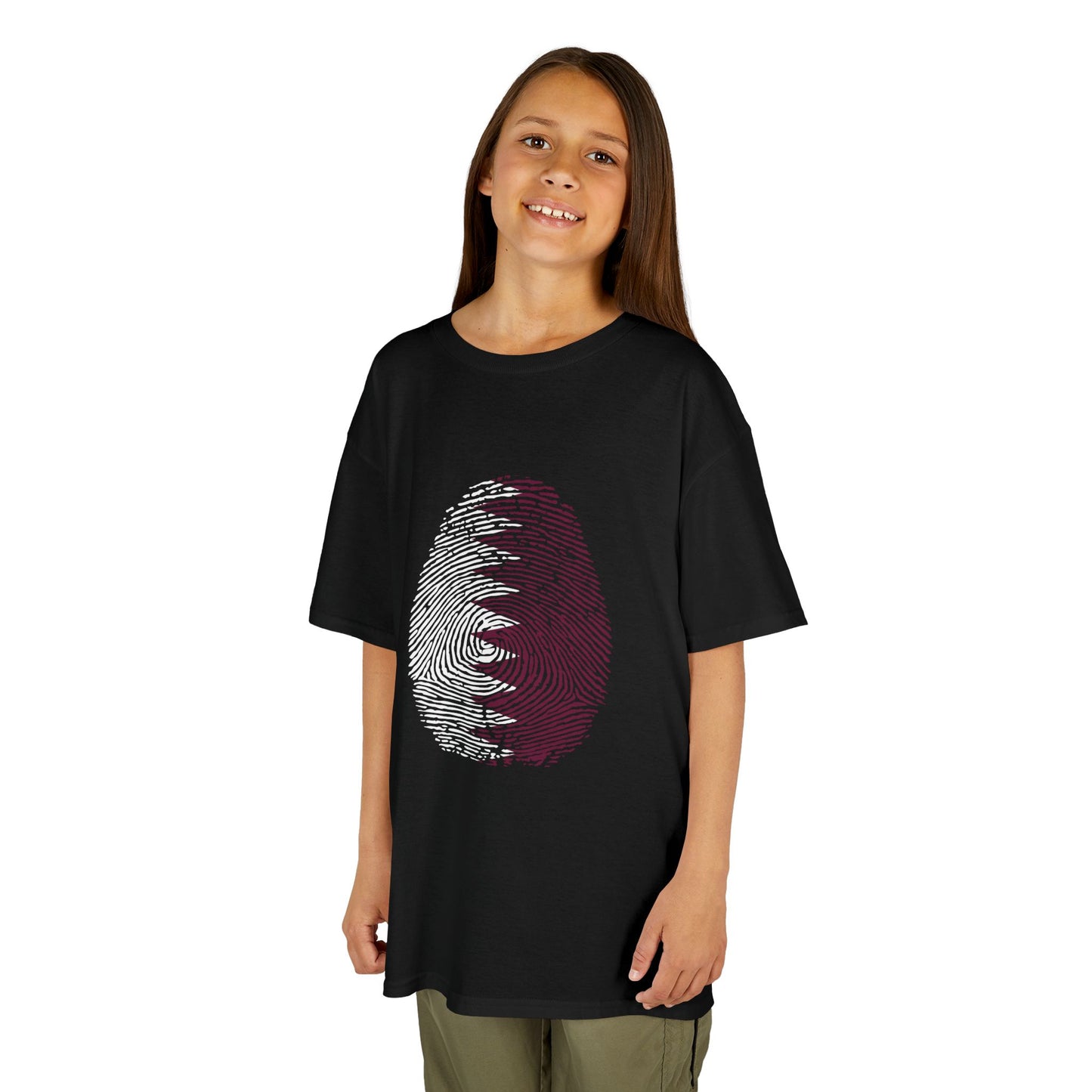 QATAR Fingerprint flag Soccer World Cup Fan T-Shirt (KIDS - UNISEX)
